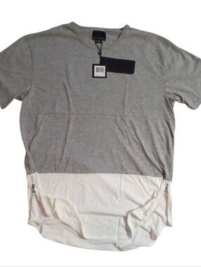 The Akademiks Men's Rule Longline T-Shirt in Heather Grey.